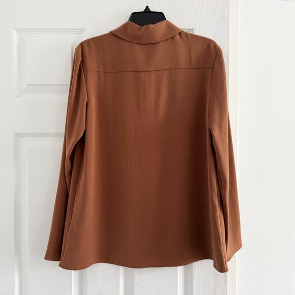 Tibi Soft Drape Slim Shirt in Cocoa Brown, size 8 - Picture 9 of 10